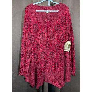 One World Dress Women's 3X Red Boho Whimsygoth Fairygoth Festival NWT